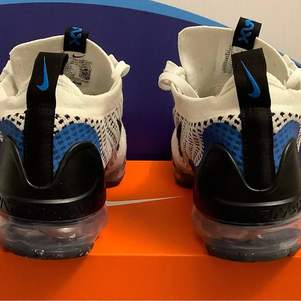 Nike Vapormax 2021 Flyknit White Photo Blue Kids 5y - Picture 5 of 11